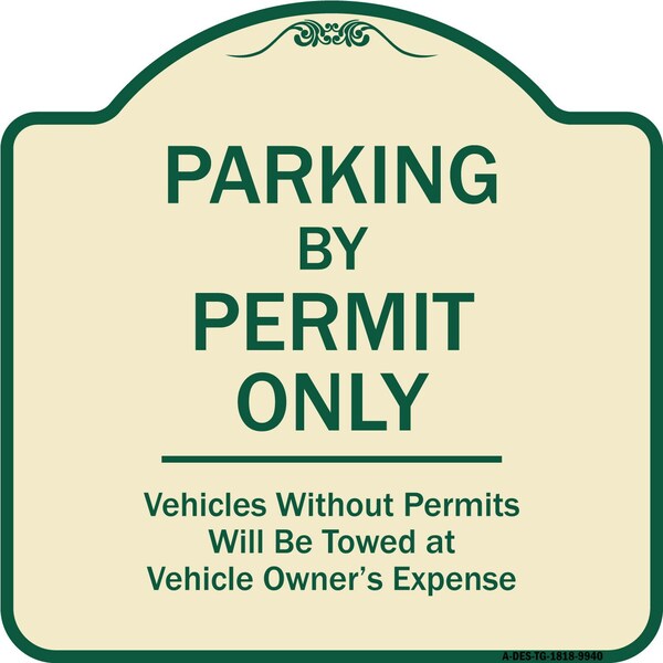 Designer Series-Parking By Permit Vehicles Without Permits Will Be Towed, 18" x 18", TG-1818-9940